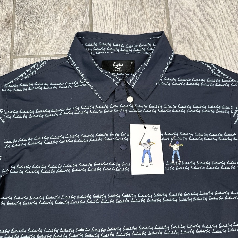 Eastside Golf Snap Placket Polo Mens M Blue Logo Aop Short Sleeve Nylon Stretch — image 4 of 8